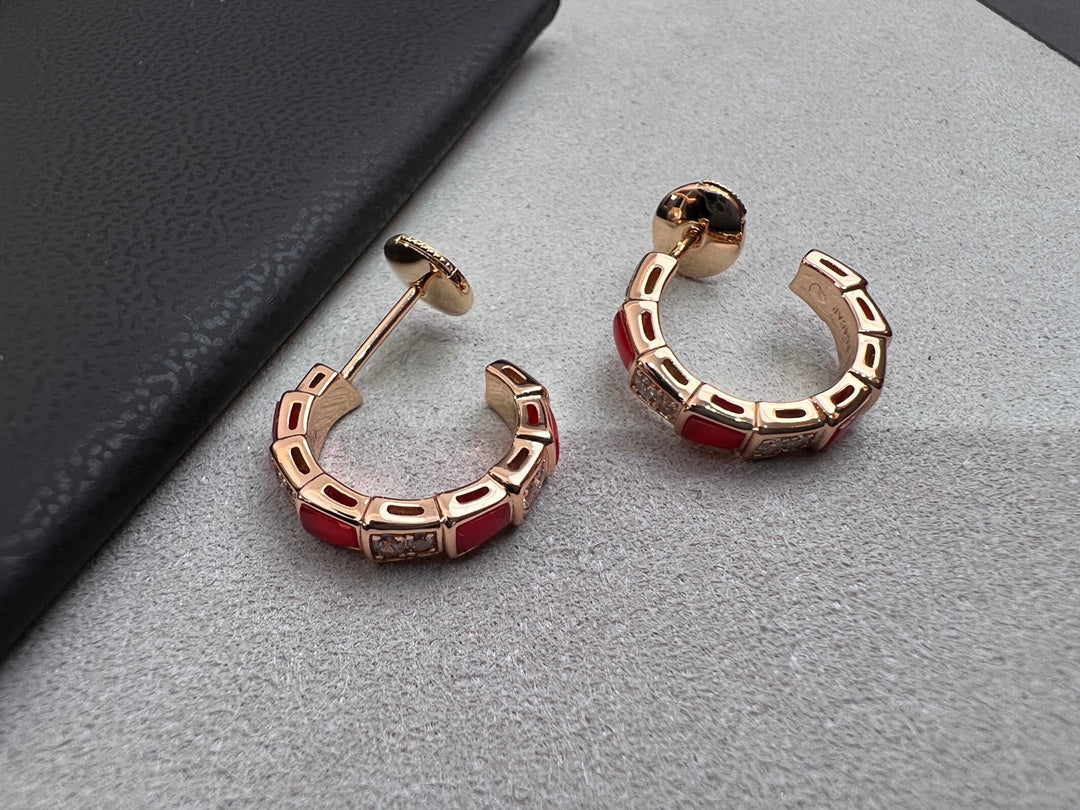[Triumph Jewelry]SERPENTI CARNELIAN PINK GOLD EARRINGS