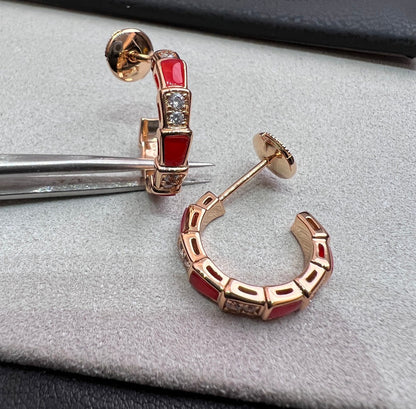 [Triumph Jewelry]SERPENTI CARNELIAN PINK GOLD EARRINGS