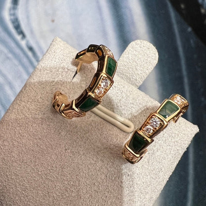 [Triumph Jewelry]SERPENTI MALACHITE PINK GOLD EARRINGS