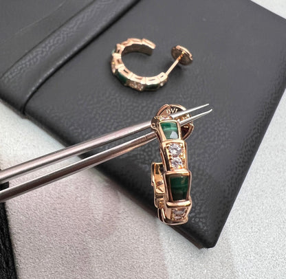[Triumph Jewelry]SERPENTI MALACHITE PINK GOLD EARRINGS