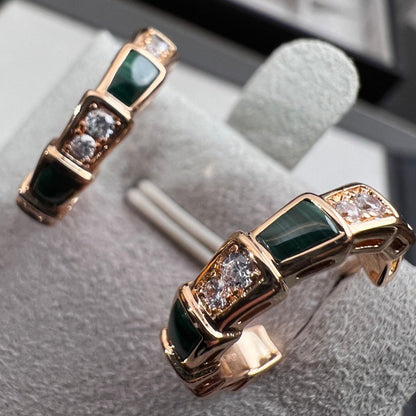 [Triumph Jewelry]SERPENTI MALACHITE PINK GOLD EARRINGS