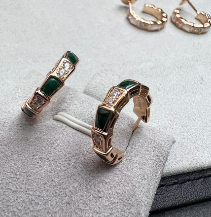 [Triumph Jewelry]SERPENTI MALACHITE PINK GOLD EARRINGS