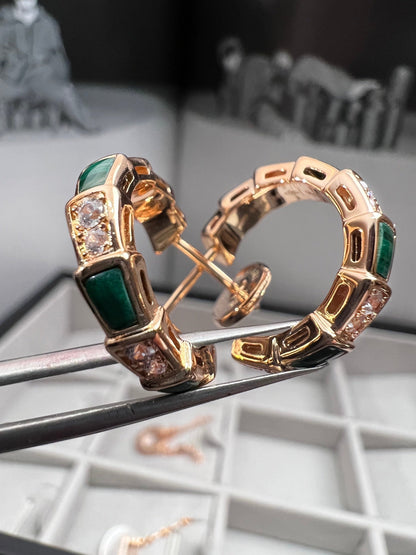 [Triumph Jewelry]SERPENTI MALACHITE PINK GOLD EARRINGS