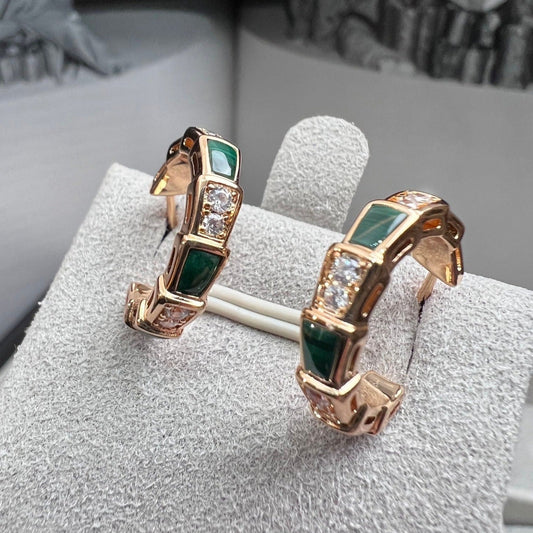 [Triumph Jewelry]SERPENTI MALACHITE PINK GOLD EARRINGS