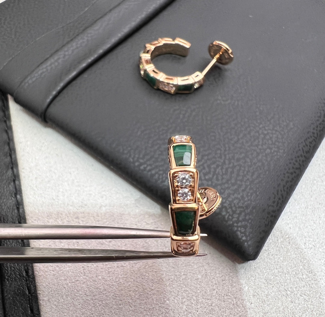 [Triumph Jewelry]SERPENTI MALACHITE PINK GOLD EARRINGS