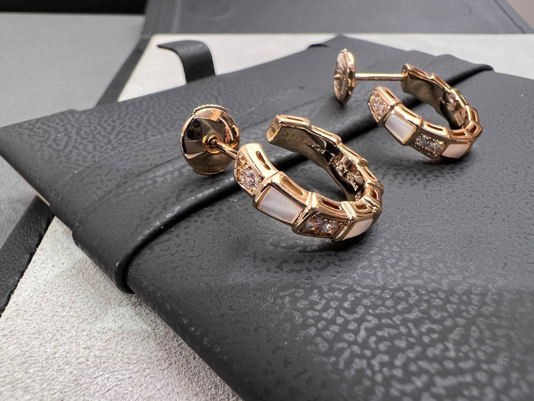 [Triumph Jewelry]SERPENTI MOP PINK GOLD EARRINGS
