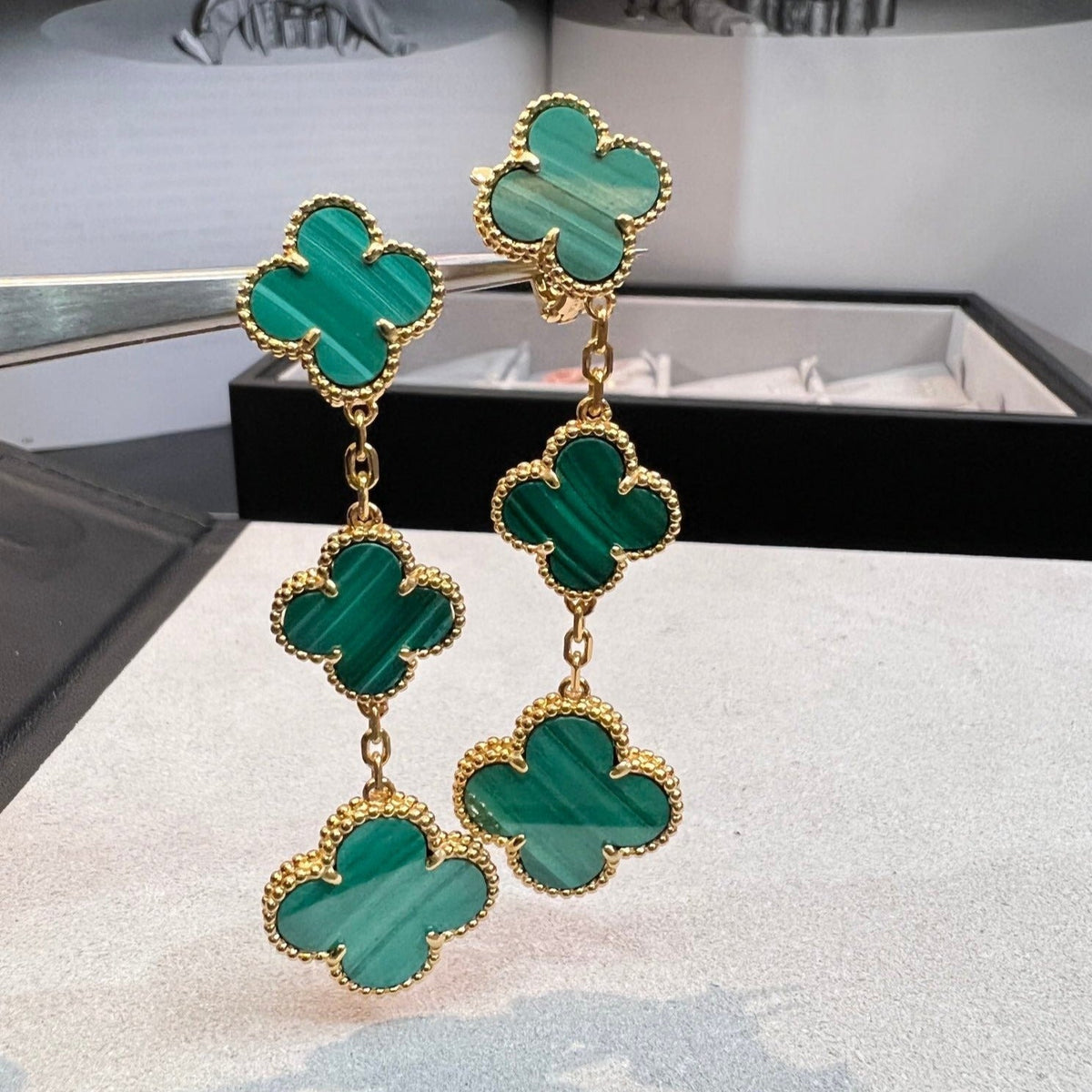 [Triumph Jewelry]CLOVER MALACHITE 3 MOTIFS GOLD