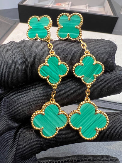[Triumph Jewelry]CLOVER MALACHITE 3 MOTIFS GOLD