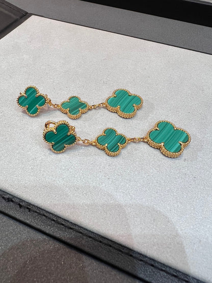 [Triumph Jewelry]CLOVER MALACHITE 3 MOTIFS GOLD