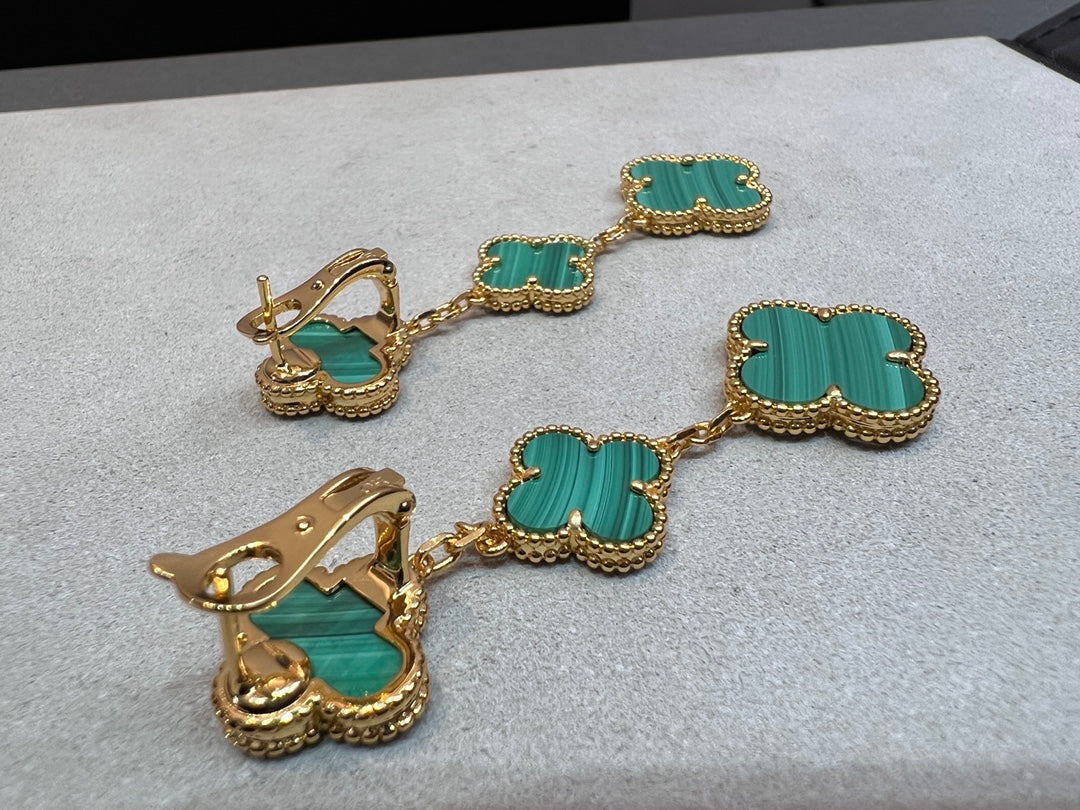 [Triumph Jewelry]CLOVER MALACHITE 3 MOTIFS GOLD