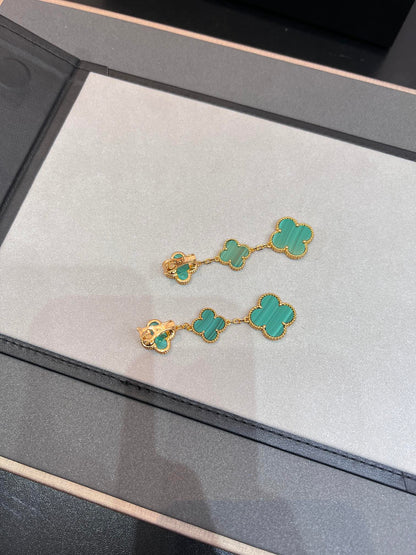[Triumph Jewelry]CLOVER MALACHITE 3 MOTIFS GOLD