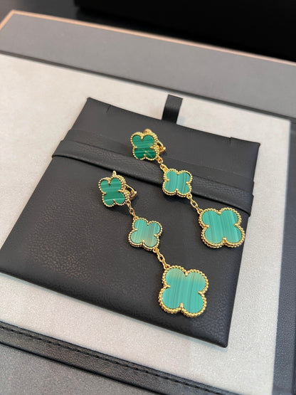 [Triumph Jewelry]CLOVER MALACHITE 3 MOTIFS GOLD