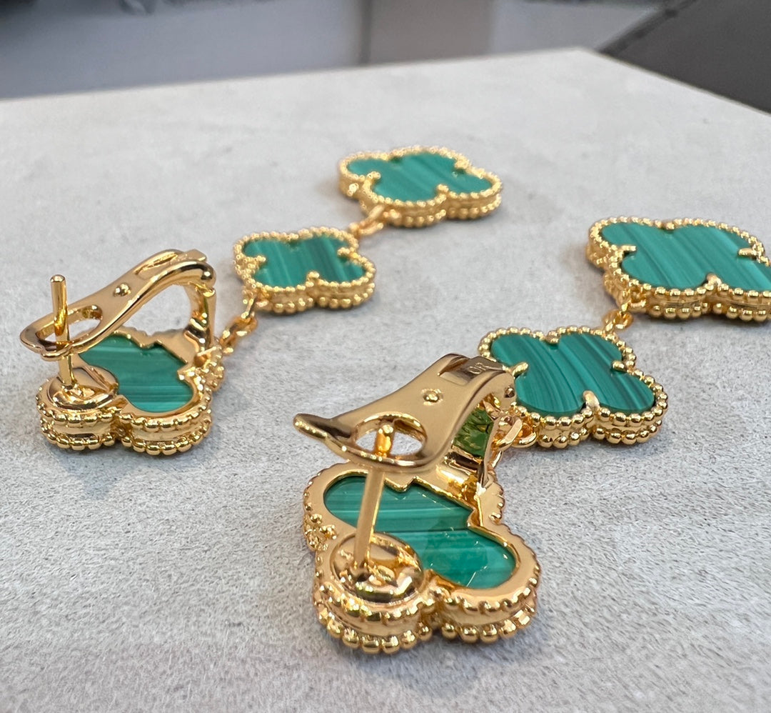 [Triumph Jewelry]CLOVER MALACHITE 3 MOTIFS GOLD