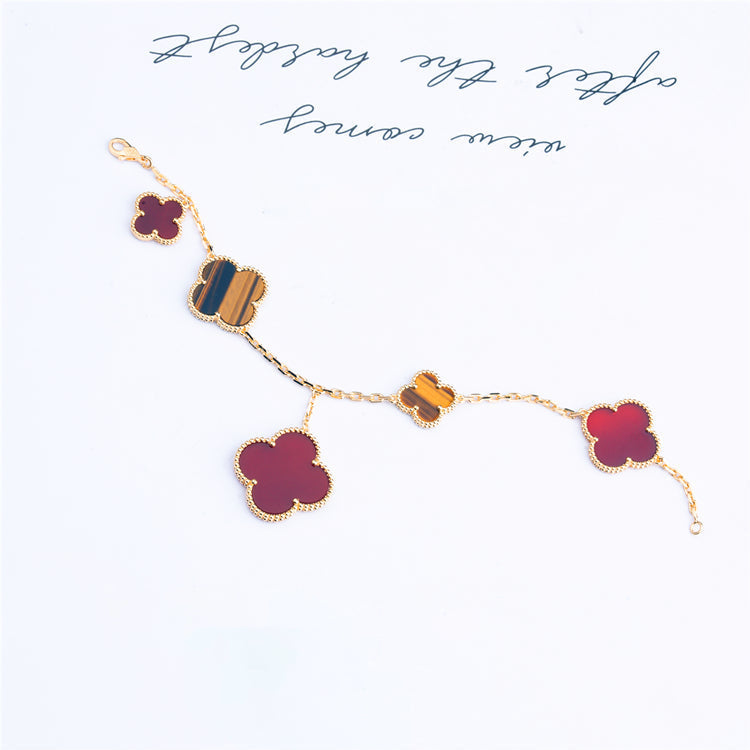 [Triumph Jewelry]CLOVER BRACELET 5 MOTIFS CARNELIAN TIGER EYE