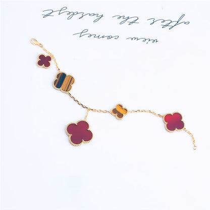 [Triumph Jewelry]CLOVER BRACELET 5 MOTIFS CARNELIAN TIGER EYE
