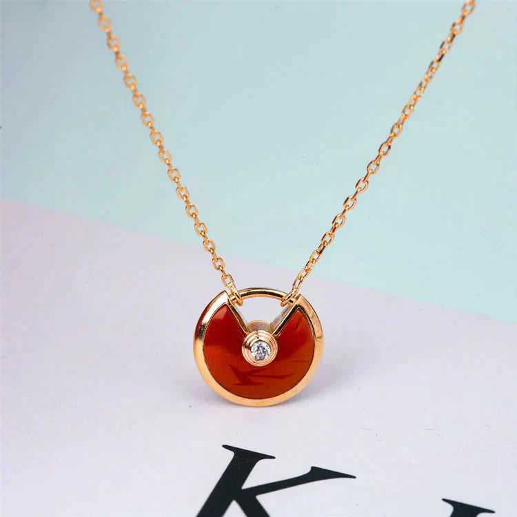 [Triumph Jewelry]AMULETTE GOLD CARNELIAN ONYX NECKLACE
