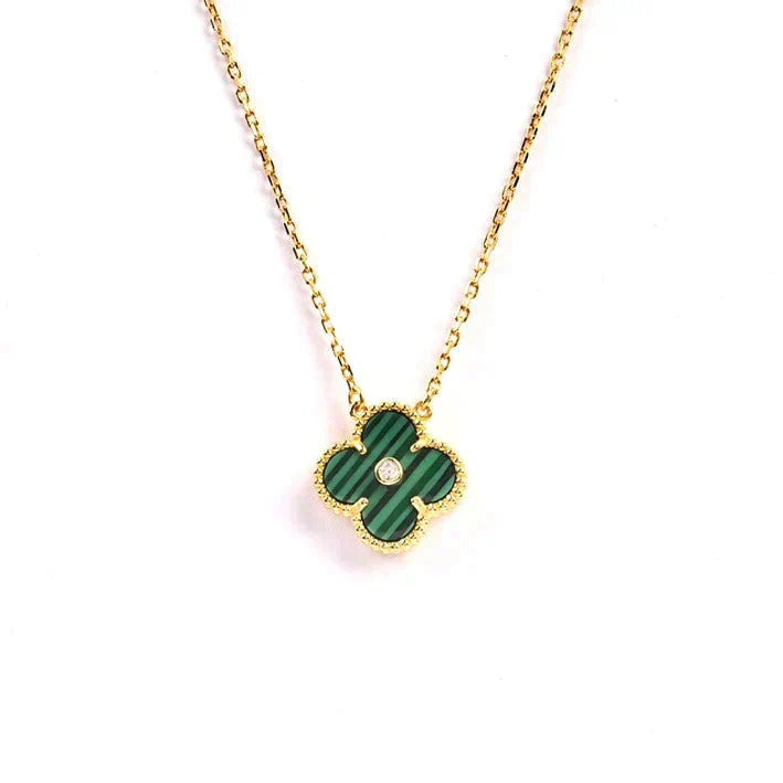 [Triumph Jewelry]CLOVER 15MM DIAMOND TURQUOISE NECKLACE