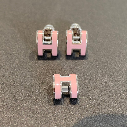 [Triumph Jewelry]MINI POP H SILVER EARRINGS PINK