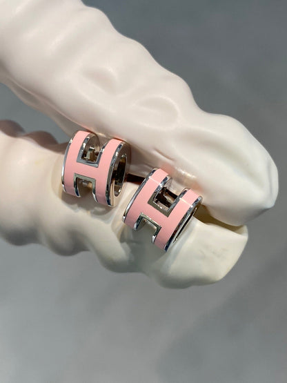 [Triumph Jewelry]MINI POP H SILVER EARRINGS PINK