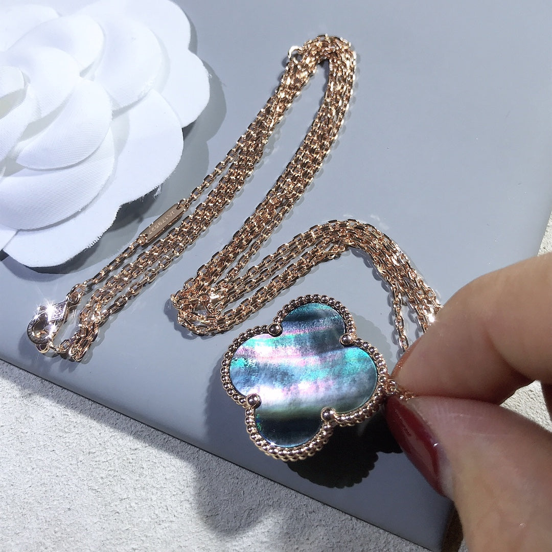 [Triumph Jewelry]CLOVER 25MM GOLD DARK MOP BIG CLOVER NECKLACE