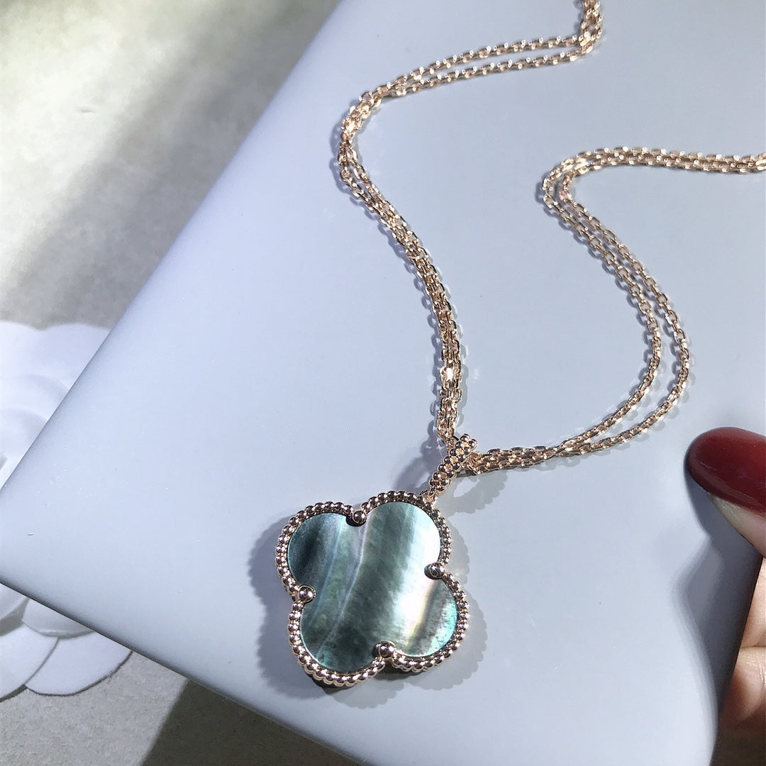 [Triumph Jewelry]CLOVER 25MM GOLD DARK MOP BIG CLOVER NECKLACE