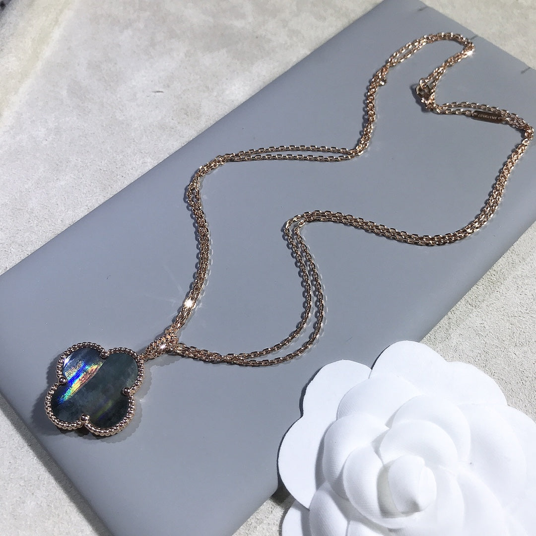 [Triumph Jewelry]CLOVER 25MM GOLD DARK MOP BIG CLOVER NECKLACE