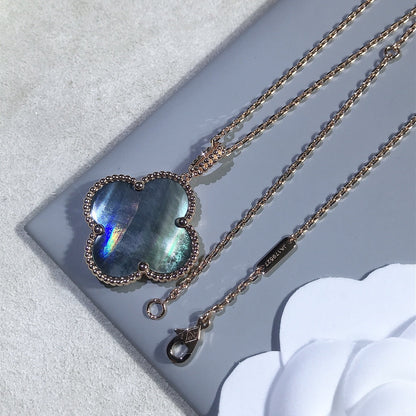 [Triumph Jewelry]CLOVER 25MM GOLD DARK MOP BIG CLOVER NECKLACE