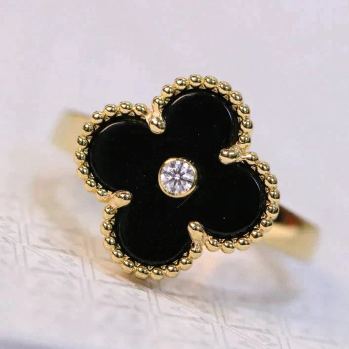 [Triumph Jewelry]CLOVER ONYX RING GOLD DIAMOND