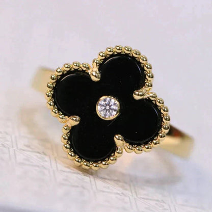 [Triumph Jewelry]CLOVER ONYX RING GOLD DIAMOND