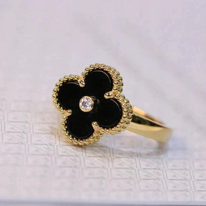 [Triumph Jewelry]CLOVER ONYX RING GOLD DIAMOND