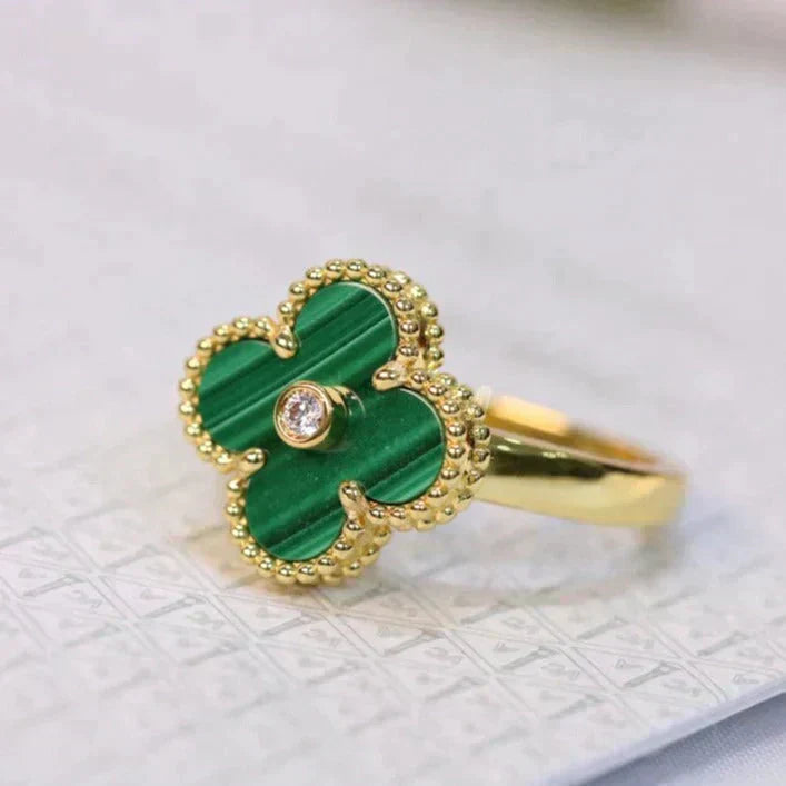 [Triumph Jewelry]CLOVER MALACHITE RING GOLD DIAMOND
