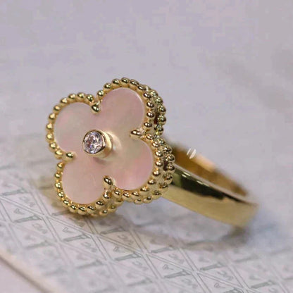 [Triumph Jewelry]CLOVER PINK MOP RING GOLD DIAMOND