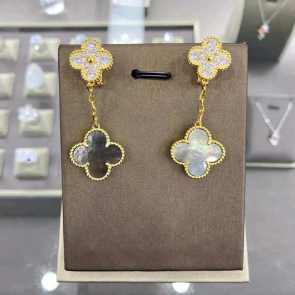 [Triumph Jewelry]CLOVER  2 MOTIFS  DIAMOND  EARRINGS (MULTIPLE CHOICESç´