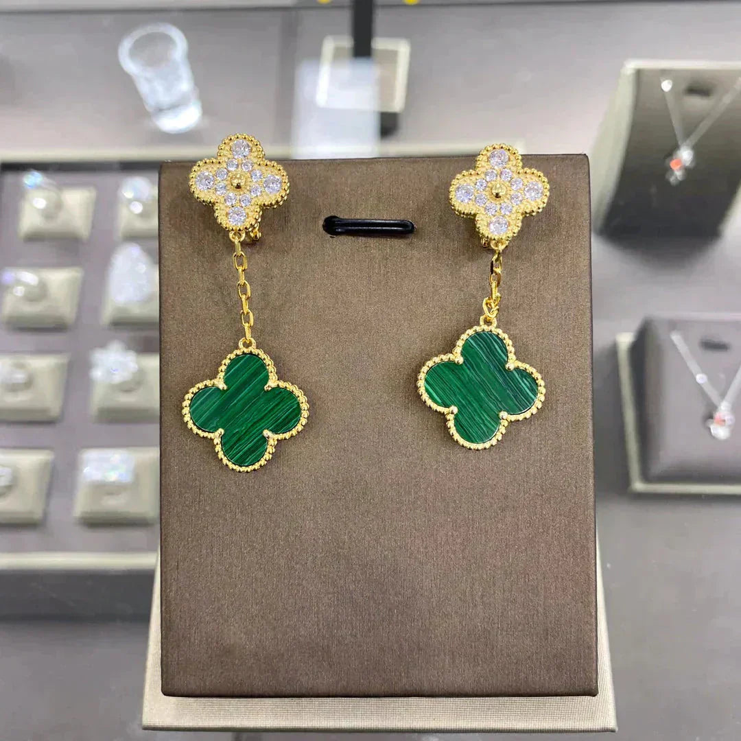 [Triumph Jewelry]CLOVER  2 MOTIFS  DIAMOND  EARRINGS (MULTIPLE CHOICESç´