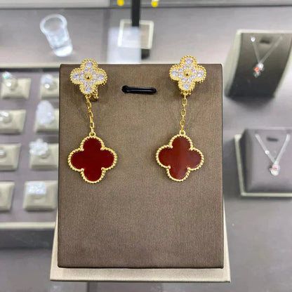[Triumph Jewelry]CLOVER  2 MOTIFS  DIAMOND  EARRINGS (MULTIPLE CHOICESç´