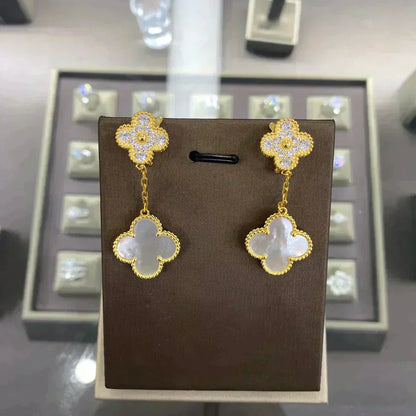 [Triumph Jewelry]CLOVER  2 MOTIFS  DIAMOND  EARRINGS (MULTIPLE CHOICESç´