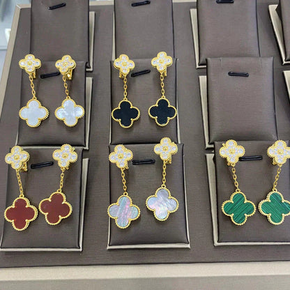 [Triumph Jewelry]CLOVER  2 MOTIFS  DIAMOND  EARRINGS (MULTIPLE CHOICESç´