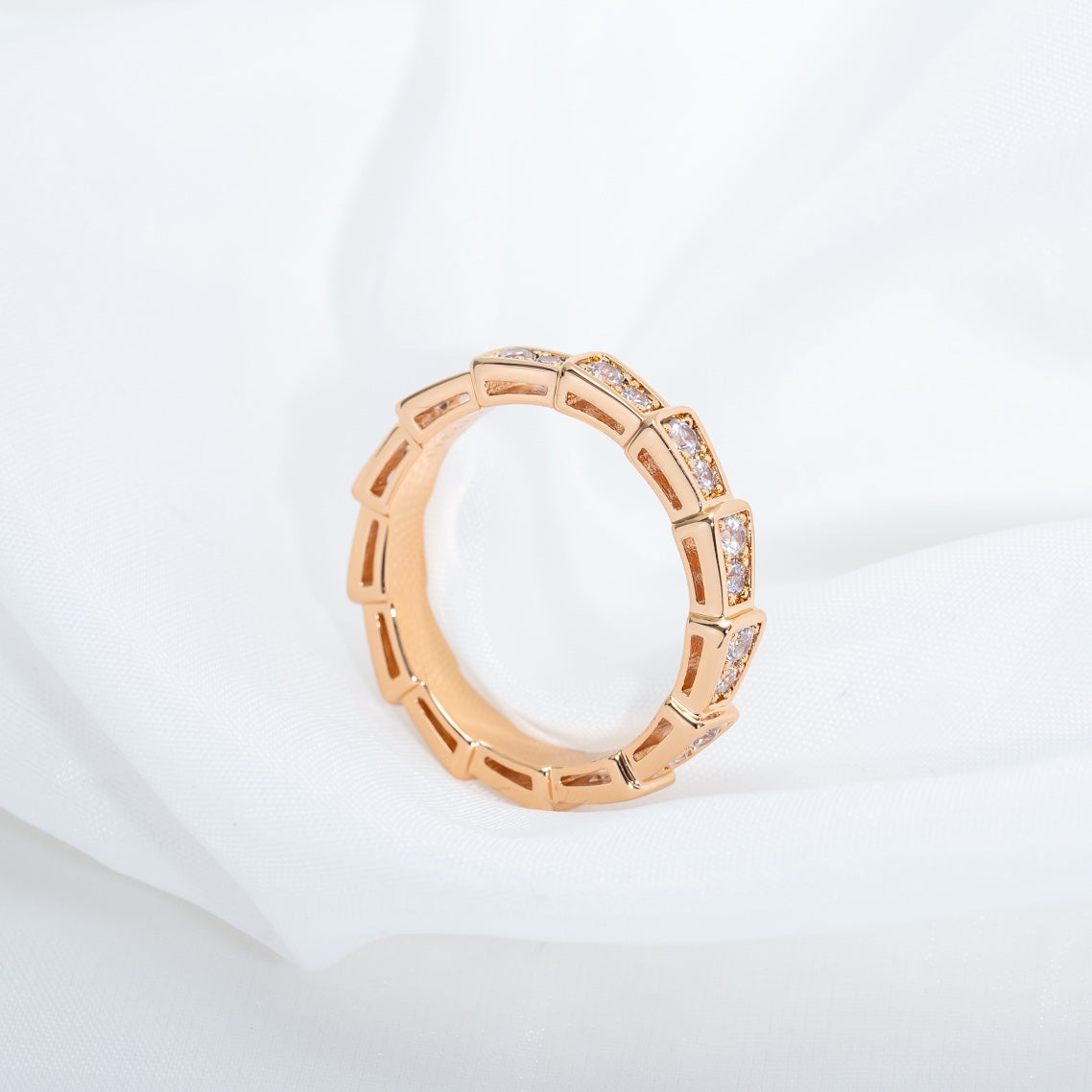 [Triumph Jewelry]SERPENTI RING PINK GOLD DIAMOND PAVED 3MM