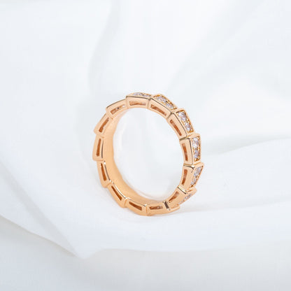 [Triumph Jewelry]SERPENTI RING PINK GOLD DIAMOND PAVED 3MM
