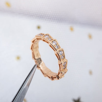 [Triumph Jewelry]SERPENTI RING PINK GOLD DIAMOND PAVED 3MM