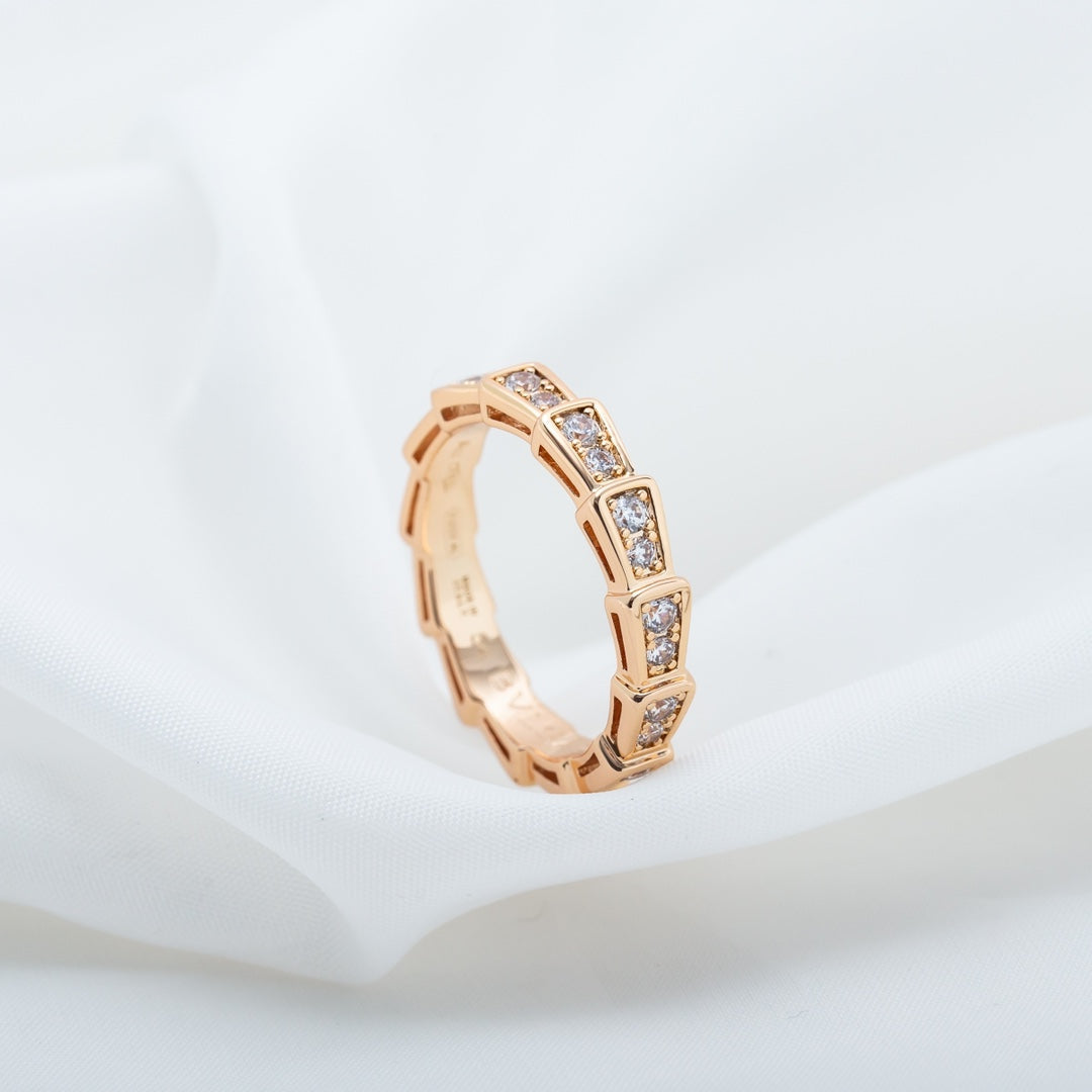 [Triumph Jewelry]SERPENTI RING PINK GOLD DIAMOND PAVED 3MM