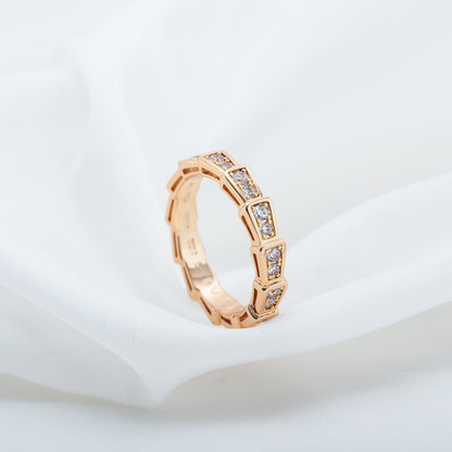 [Triumph Jewelry]SERPENTI RING PINK GOLD DIAMOND PAVED 3MM