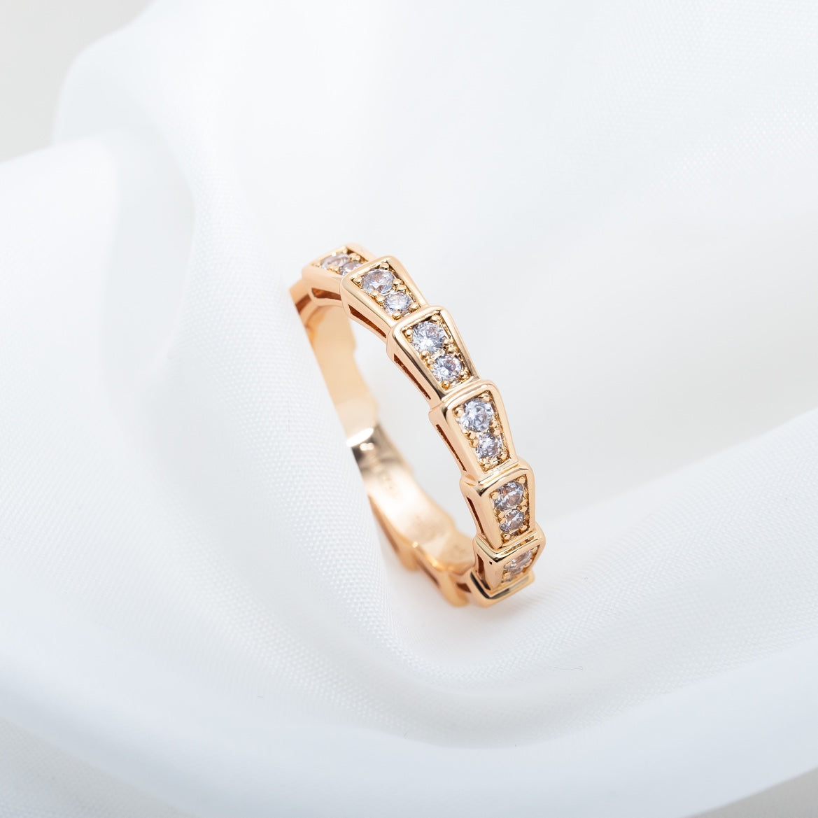 [Triumph Jewelry]SERPENTI RING PINK GOLD DIAMOND PAVED 3MM