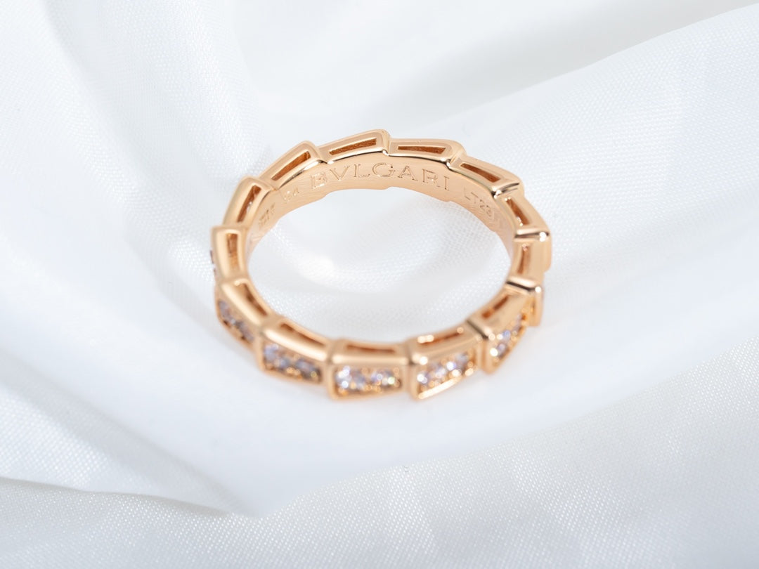 [Triumph Jewelry]SERPENTI RING PINK GOLD DIAMOND PAVED 3MM