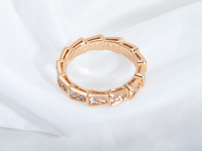 [Triumph Jewelry]SERPENTI RING PINK GOLD DIAMOND PAVED 3MM