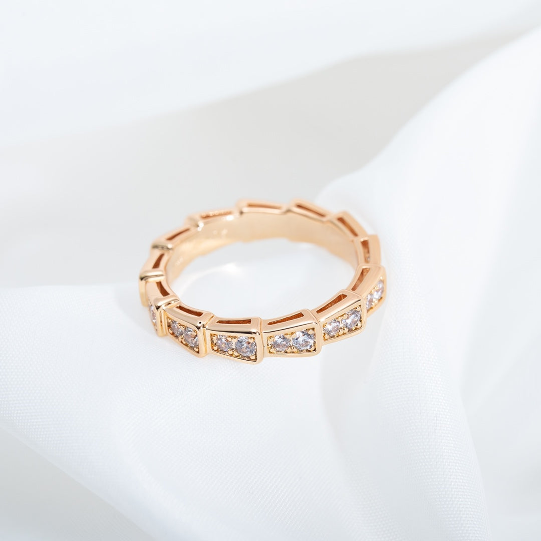 [Triumph Jewelry]SERPENTI RING PINK GOLD DIAMOND PAVED 3MM
