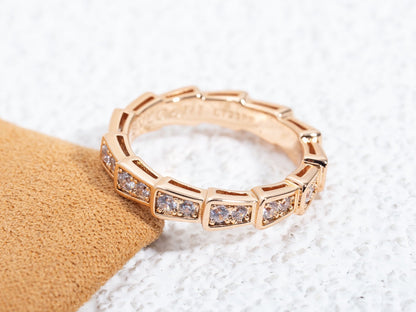 [Triumph Jewelry]SERPENTI RING PINK GOLD DIAMOND PAVED 3MM