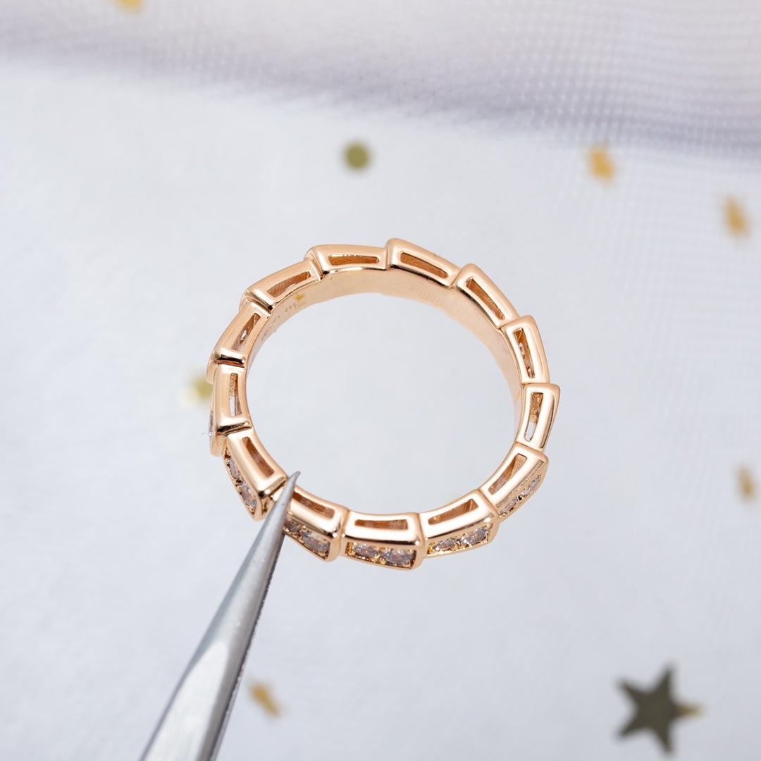 [Triumph Jewelry]SERPENTI RING PINK GOLD DIAMOND PAVED 3MM