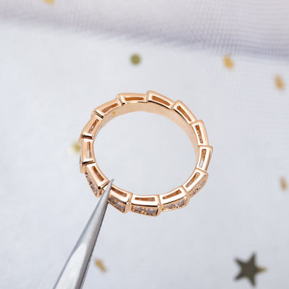 [Triumph Jewelry]SERPENTI RING PINK GOLD DIAMOND PAVED 3MM