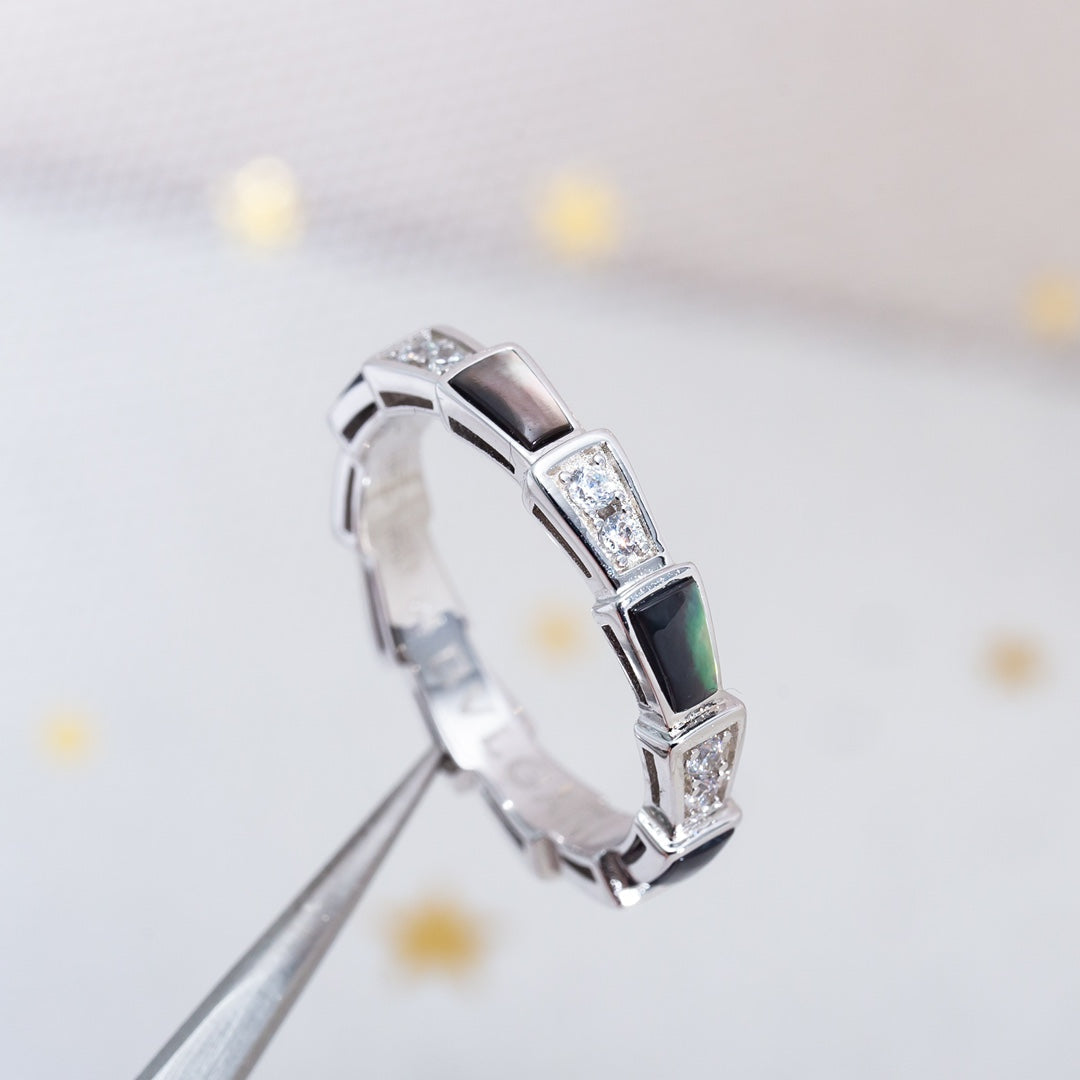 [Triumph Jewelry]SERPENTI RING SILVER  DIAMOND BLACK MOP 3MM